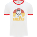 Coffee Because Murder is Wrong Funny Dog Mens Ringer T-Shirt White/Red