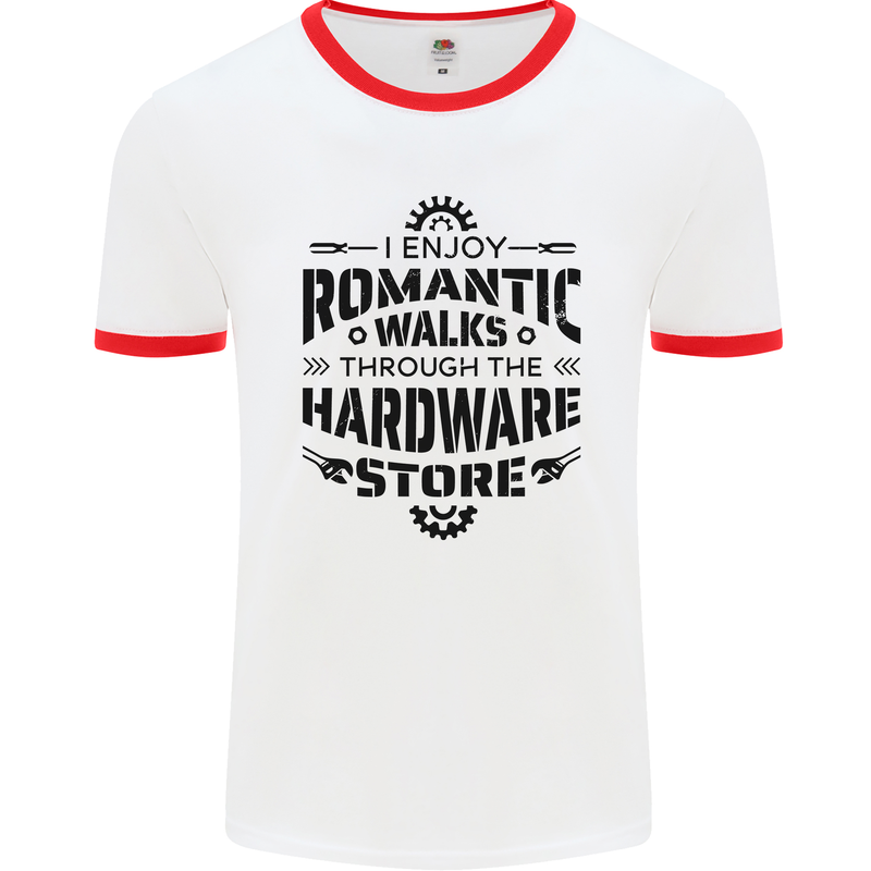 Romantic Walks Hardware Store Tradesman DIY Mens Ringer T-Shirt White/Red