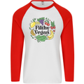 Filthy Vegan Mens L/S Baseball T-Shirt White/Red