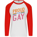 LGBT Pride Awareness Proud To Be Gay Mens L/S Baseball T-Shirt White/Red