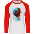 A Chicken Watercolour Mens L/S Baseball T-Shirt White/Red