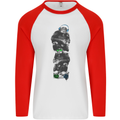 Monkey Music Ghetto Blaster Retro Funny Mens L/S Baseball T-Shirt White/Red