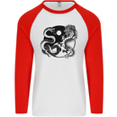 Yin Yang Dragons Japan Japanese Mens L/S Baseball T-Shirt White/Red