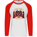 Cat Cult Evil Feline Devil Worship Satanic Mens L/S Baseball T-Shirt White/Red