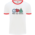 Peace Love Christmas Xmas Mens Ringer T-Shirt White/Red