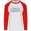 Parkour Free Running the Art of Movement Mens L/S Baseball T-Shirt White/Red