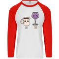 Coffee am Wine pm Funny Alcohol Prosecco Mens L/S Baseball T-Shirt White/Red