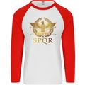 Gym Training Top Weightlifting SPQR Roman Mens L/S Baseball T-Shirt White/Red