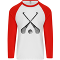 Hurling Bats and Ball Mens L/S Baseball T-Shirt White/Red