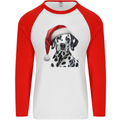 Christmas Dalmatian Wearing a Xmas Hat Dog Mens L/S Baseball T-Shirt White/Red