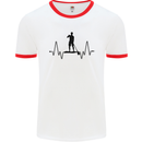 Paddleboard ECG Paddleboarding Pulse Mens Ringer T-Shirt White/Red