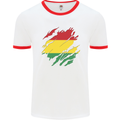Torn Bolivia Flag Bolivian Day Football Mens Ringer T-Shirt White/Red