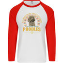 A Poodle Dog Mens L/S Baseball T-Shirt White/Red