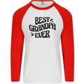 Grandparents Day Best Grandpa Ever Mens L/S Baseball T-Shirt White/Red