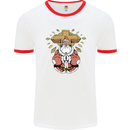 Christmas Praying Santa Christian Christianity God Mens Ringer T-Shirt White/Red