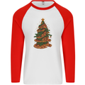 Funny Christmas Pizza Tree Xmas Food Mens L/S Baseball T-Shirt White/Red