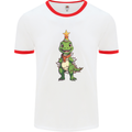 Cute Christmas T-Rex Funny Xmas Dinosaur Mens Ringer T-Shirt White/Red