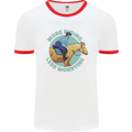 More Horse Riding Less Worrying Equestrian Mens Ringer T-Shirt White/Red