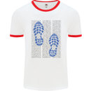 Rise & Run Running Marathon Cross Country Runner Mens Ringer T-Shirt White/Red