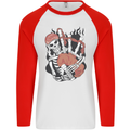 Bagpipes Skeleton Mens L/S Baseball T-Shirt White/Red