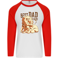 Lion Best Dad Ever Funny Father's Day Mens L/S Baseball T-Shirt White/Red