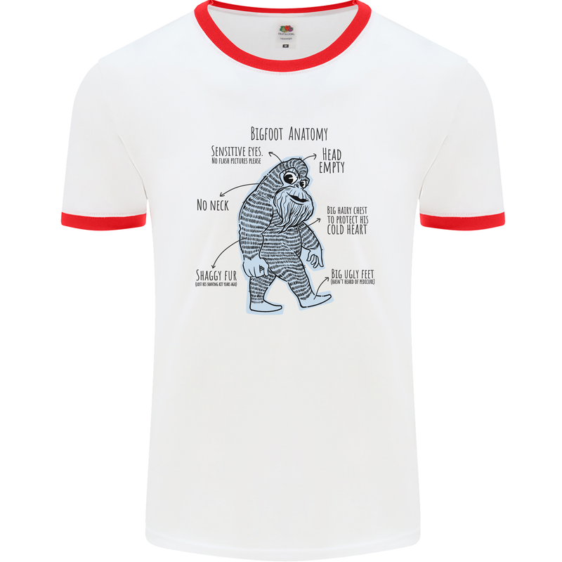 The Anatomy of Bigfoot Mens Ringer T-Shirt White/Red