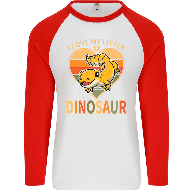 I Love My Little Dragon Bearded Dragon Mens L/S Baseball T-Shirt White/Red