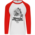 Apache Apparel Motorbike Motorcycle Biker Mens L/S Baseball T-Shirt White/Red