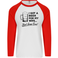 A Beer for My Wife Best Swap Ever Funny Mens L/S Baseball T-Shirt White/Red