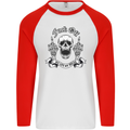 Fook Off My Life Rules Skull Finger Flip Mens L/S Baseball T-Shirt White/Red