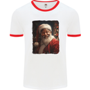 Black Santa's Got Soul Christmas Xmas Mens Ringer T-Shirt White/Red