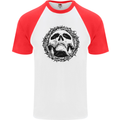 A Skull in Thorns Gothic Christ Jesus Mens S/S Baseball T-Shirt White/Red