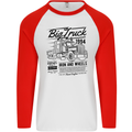 HGV Driver Big Truck Lorry Mens L/S Baseball T-Shirt White/Red