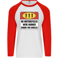 Funny Wheelie Motorbike Motocross MotoX Mens L/S Baseball T-Shirt White/Red