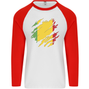 Torn Mali Flag Malian Day Football Mens L/S Baseball T-Shirt White/Red