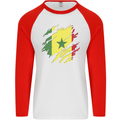 Torn Senegal Flag Senegalese Day Football Mens L/S Baseball T-Shirt White/Red