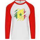 Torn Senegal Flag Senegalese Day Football Mens L/S Baseball T-Shirt White/Red