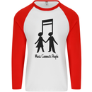 Music Connects Funny Valentines Day Mens L/S Baseball T-Shirt White/Red