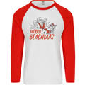 Merry Beachmas Funny Summer Santa Claus Mens L/S Baseball T-Shirt White/Red