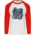 Cyberpunk Cthulhu Kraken Octopus Mens L/S Baseball T-Shirt White/Red