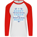 Taken By a Smart Nurse Funny Valentines Day Mens L/S Baseball T-Shirt White/Red