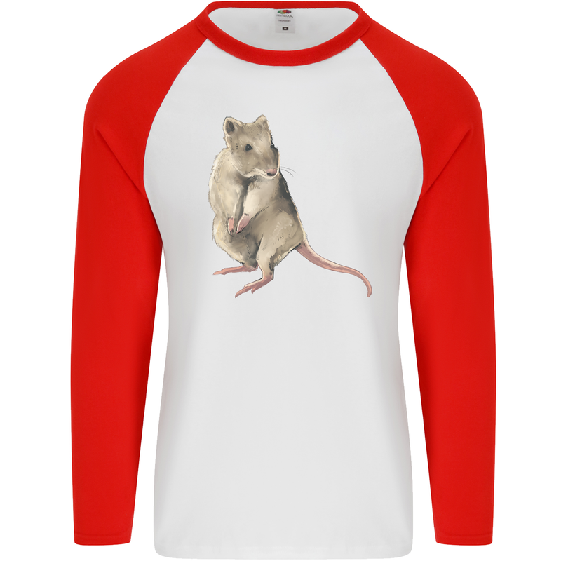 A Potoroo Mens L/S Baseball T-Shirt White/Red