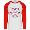 Let's Summon the Devil Ouija Board Demons Mens L/S Baseball T-Shirt White/Red