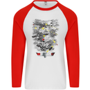 Dog Fight Parody Airforce RAF Funny Mens L/S Baseball T-Shirt White/Red