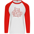 Life is a Beautiful Ride Cycling Bicycle Mens L/S Baseball T-Shirt White/Red