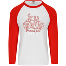 Life is a Beautiful Ride Cycling Bicycle Mens L/S Baseball T-Shirt White/Red