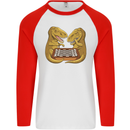 Chess T-Rex Dinosaur Mens L/S Baseball T-Shirt White/Red