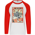 Retro Cinema Movie Night Films & TV Mens L/S Baseball T-Shirt White/Red
