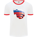 Curled Slovenia Flag Slovenian Day Football Mens Ringer T-Shirt White/Red