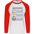 A Girl Who Loves Anime Dogs & Ramen Mens L/S Baseball T-Shirt White/Red